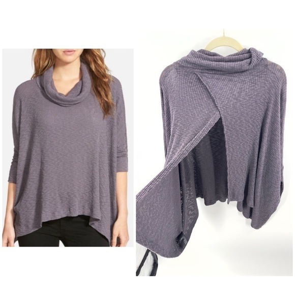 Free People Beach Womens World Traveler Split Back Top Size XS Purple Cowl Neck - Picture 1 of 11
